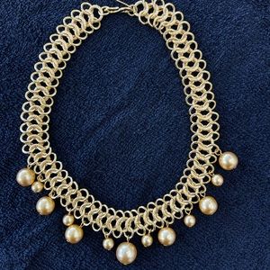 KENNETH J LANE| Gold Tone Statement Dangle Ball Collar Necklace 16”